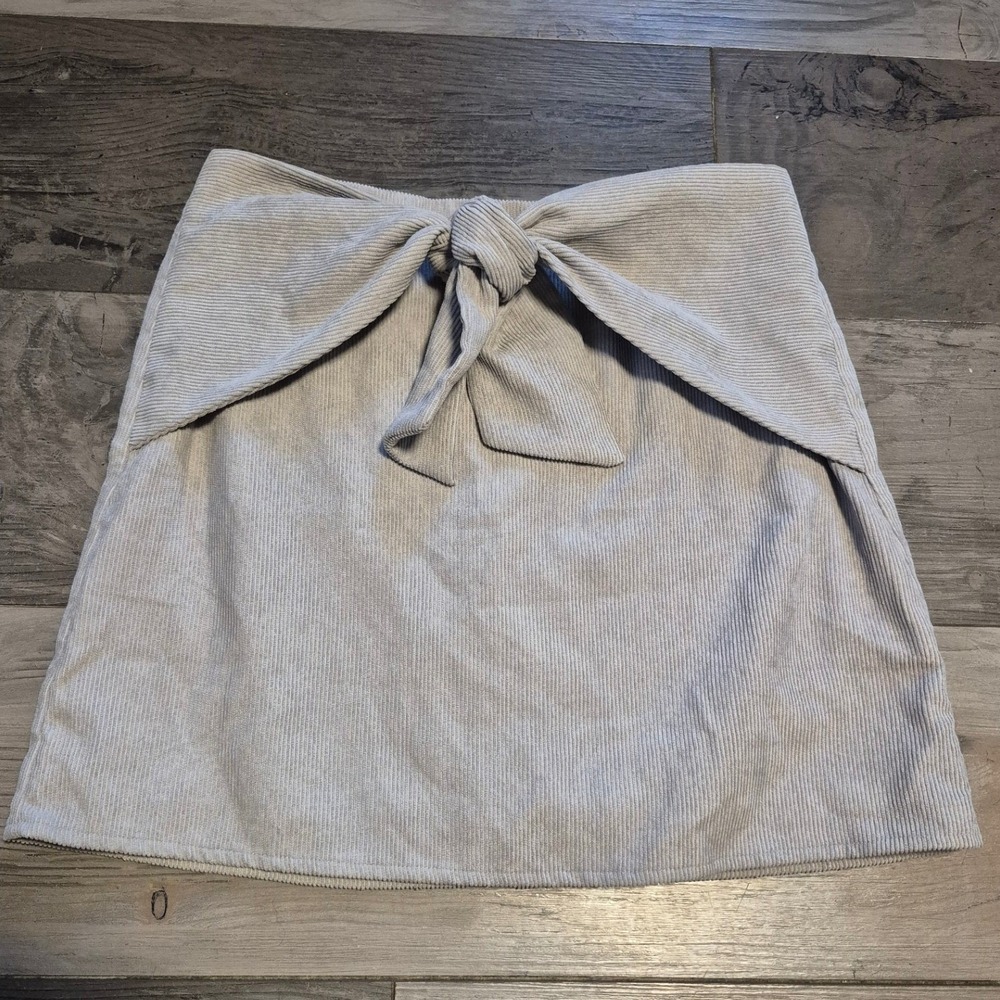 Altar'd State Corduroy Mini Skirt Tie Waist Beige Women's Size Large